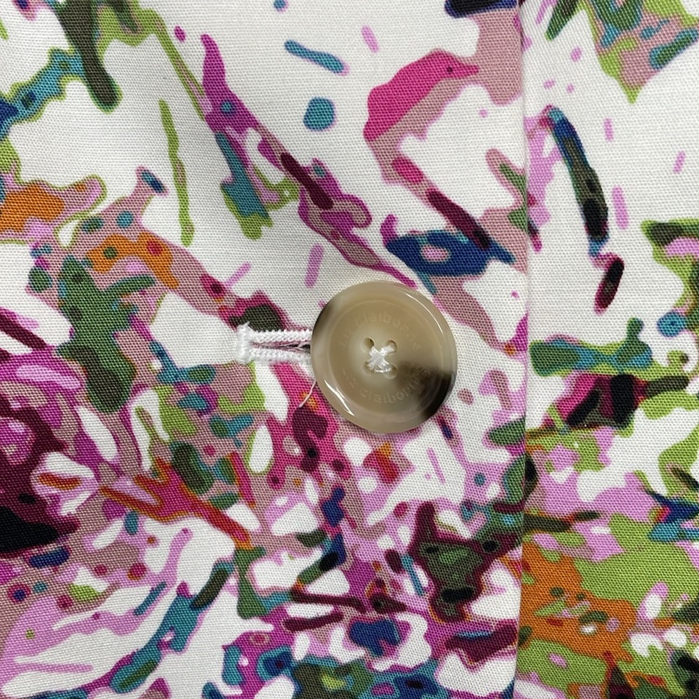 LIZ CLAIBORNE Blazer Abstract Floral Multicolor Single Breasted Cheerful 6 - Picture 7 of 13